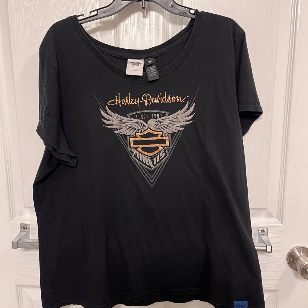 Harley-Davidson 115th Anniversary Graphic T-Shirt Black 2W Plus Size Cotton